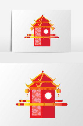 红色大花轿元素图片
