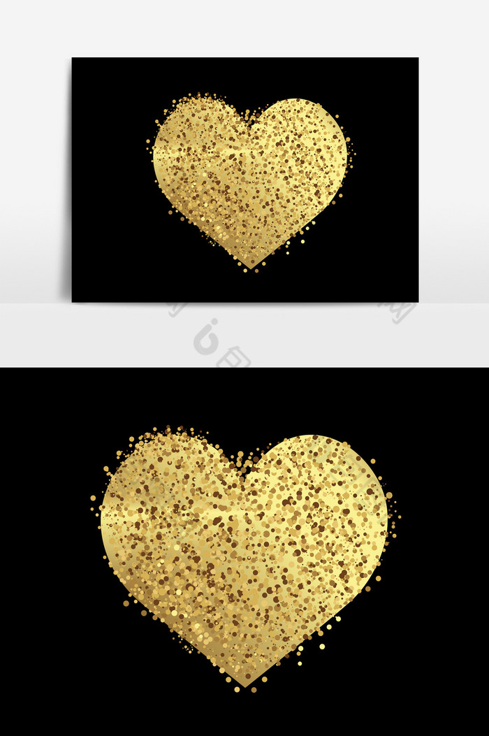 金色粒子心形爱心质感装饰图片图片