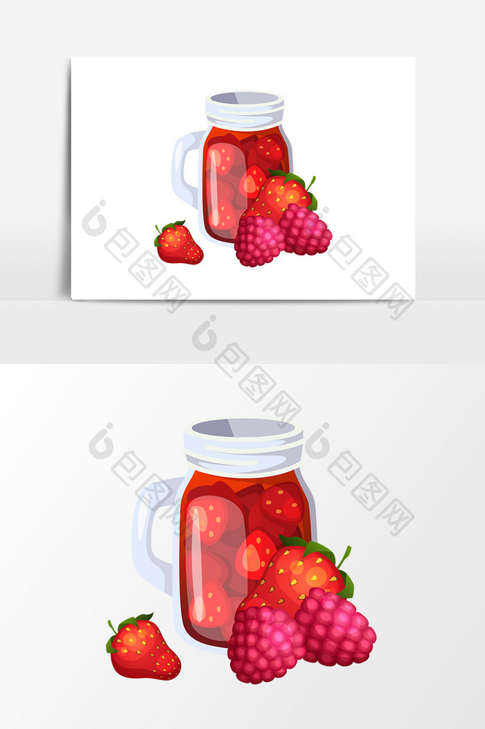 卡通草莓汁元素设计