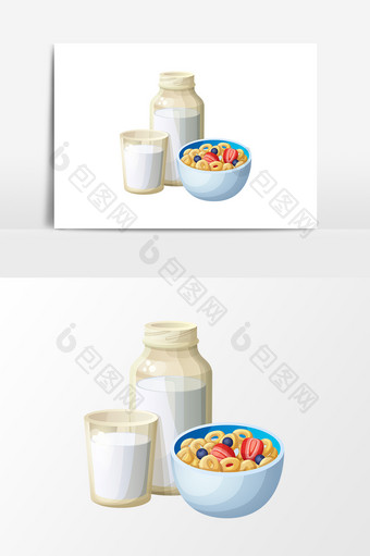 卡通牛奶麦片设计元素图片