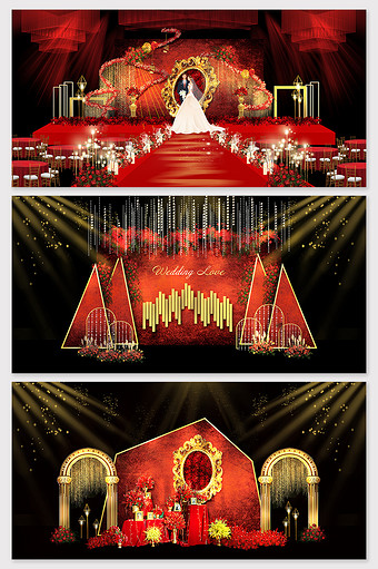 红金欧式婚礼效果图图片