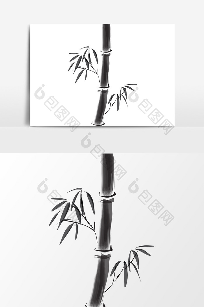 中国风水墨竹子毛笔画效果