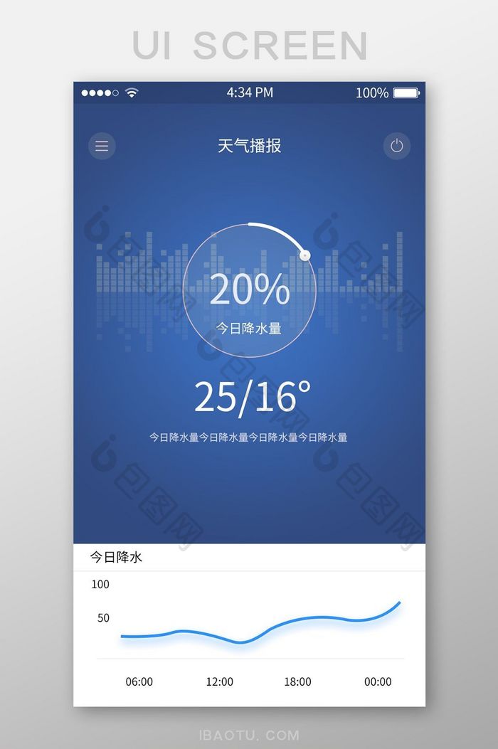 蓝色简约风天气预报在线显示界面设计