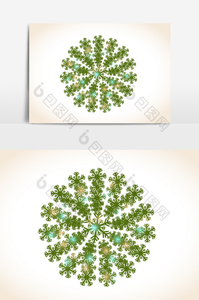 卡通绿色雪花形状设计元素