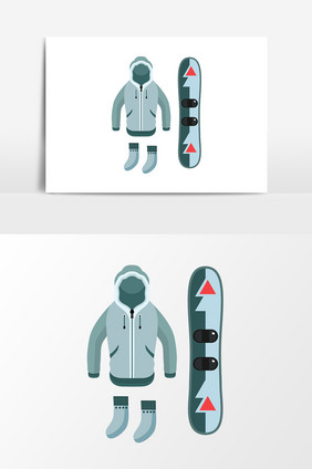 卡通滑雪装备设计元素