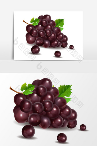 手绘新鲜葡萄设计元素图片