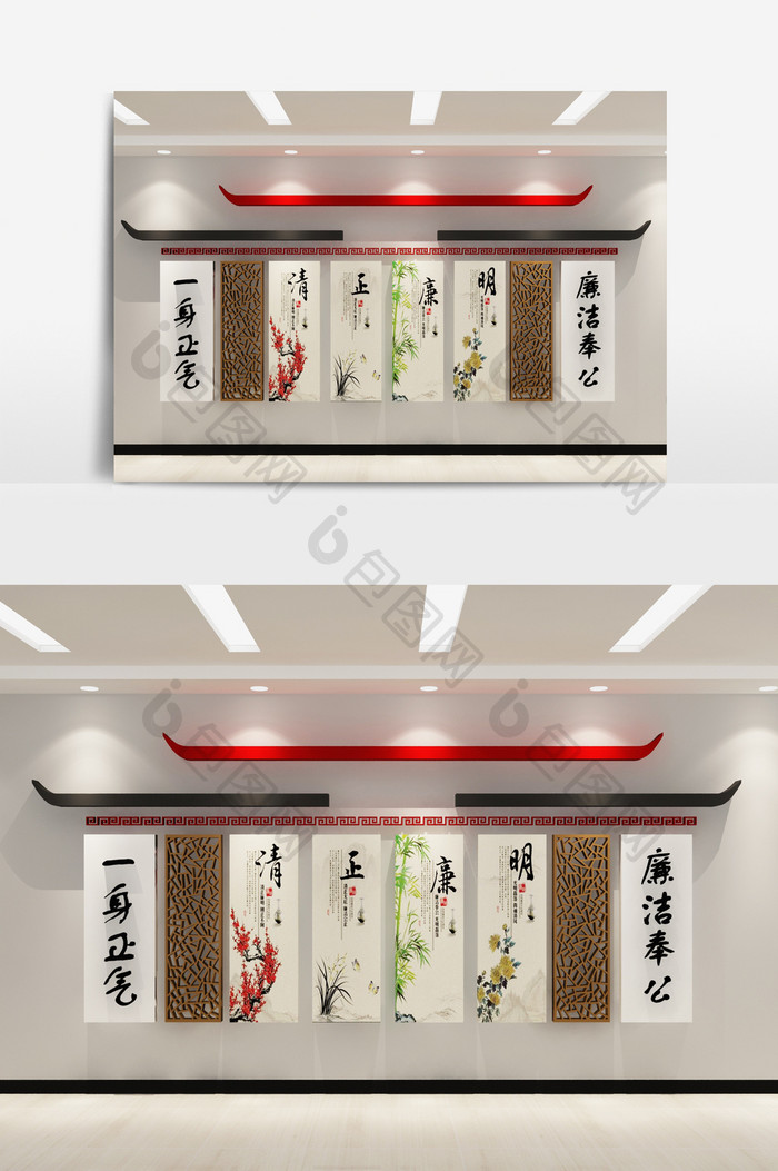 廉政文化建设展示墙3d模型