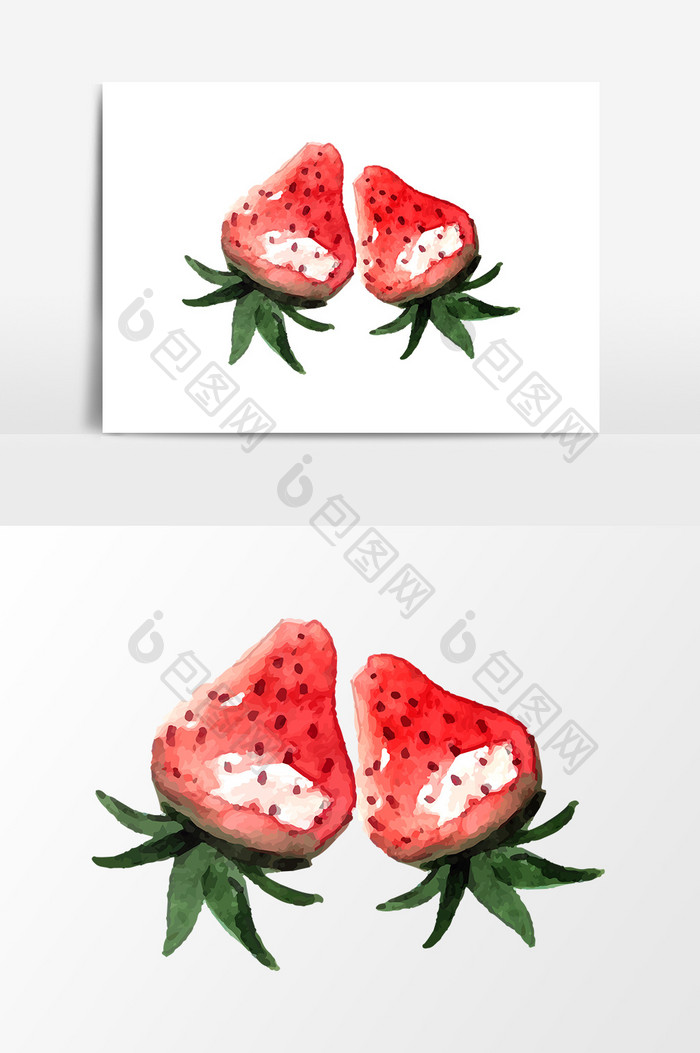 手绘新鲜草莓元素设计
