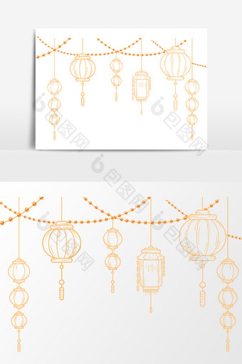 卡通新年节日灯笼装饰设计元素图片