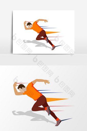 手绘跑步人物设计元素图片