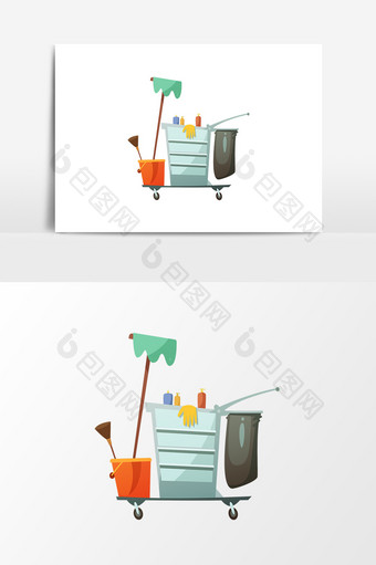 卡通打扫卫生工具设计元素图片