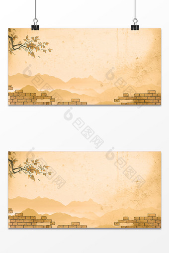 中国风风景砖墙设计背景图片