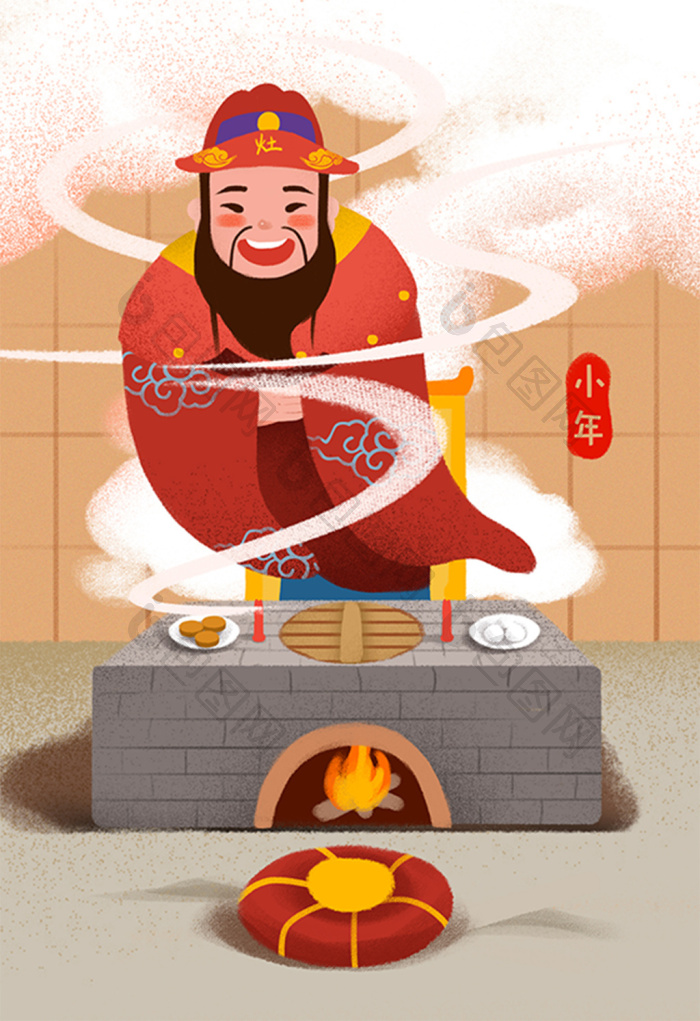 小年拜灶王插画图片-包图网