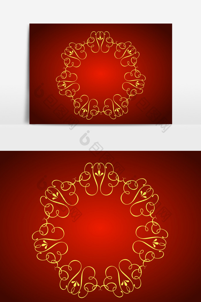 金色花纹边框元素设计