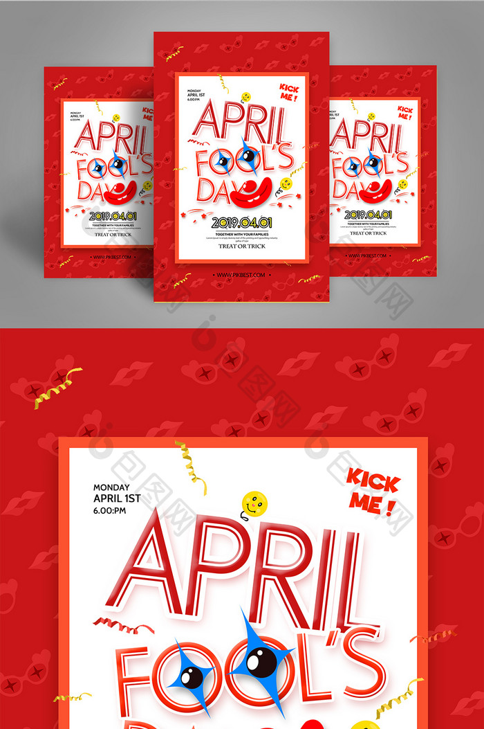 April Fool‘s Day Red Background Poster