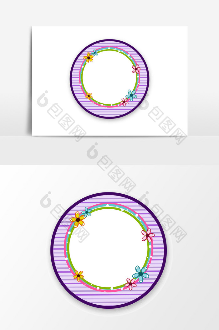卡通圆形条纹边框元素