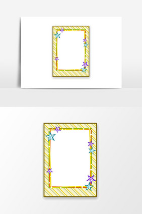 卡通矩形条纹星星边框设计元素