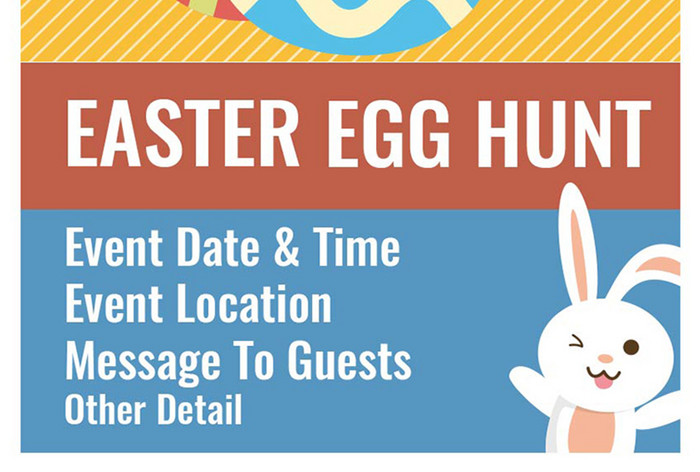 复活节彩色兔子蛋线粉彩海报