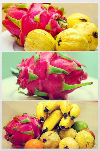 美味好吃香蕉火龙果摄影图片下载