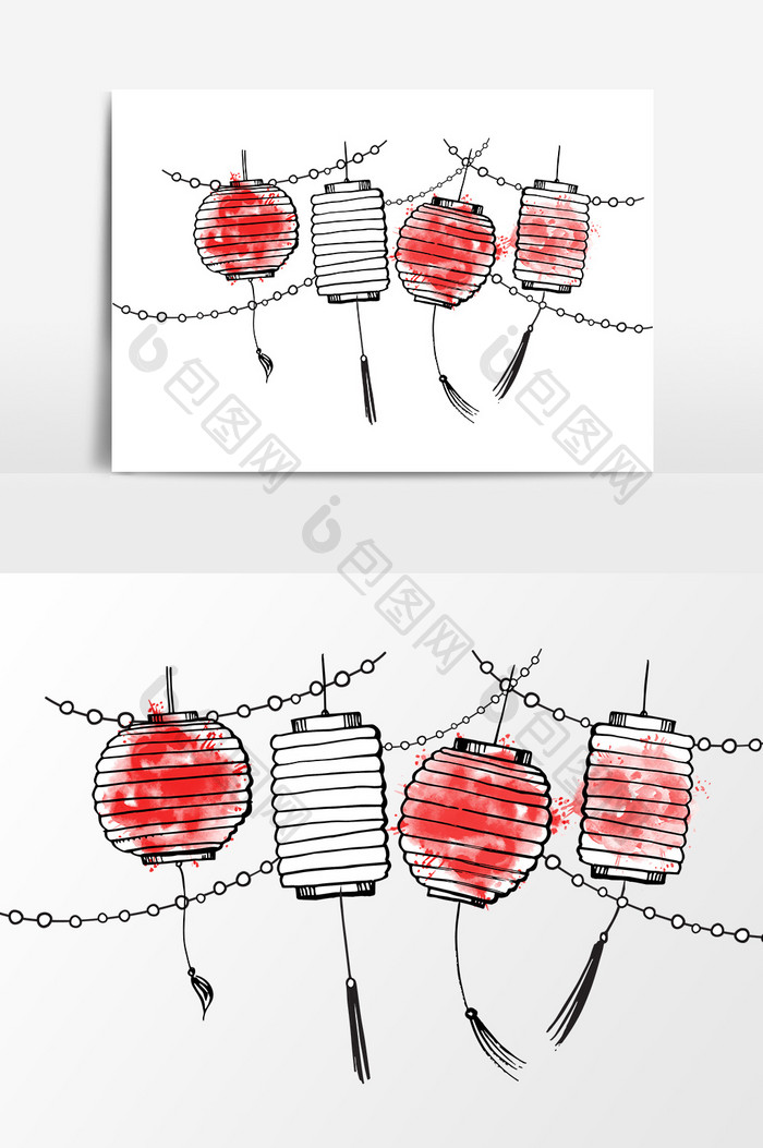 卡通灯笼挂饰元素设计