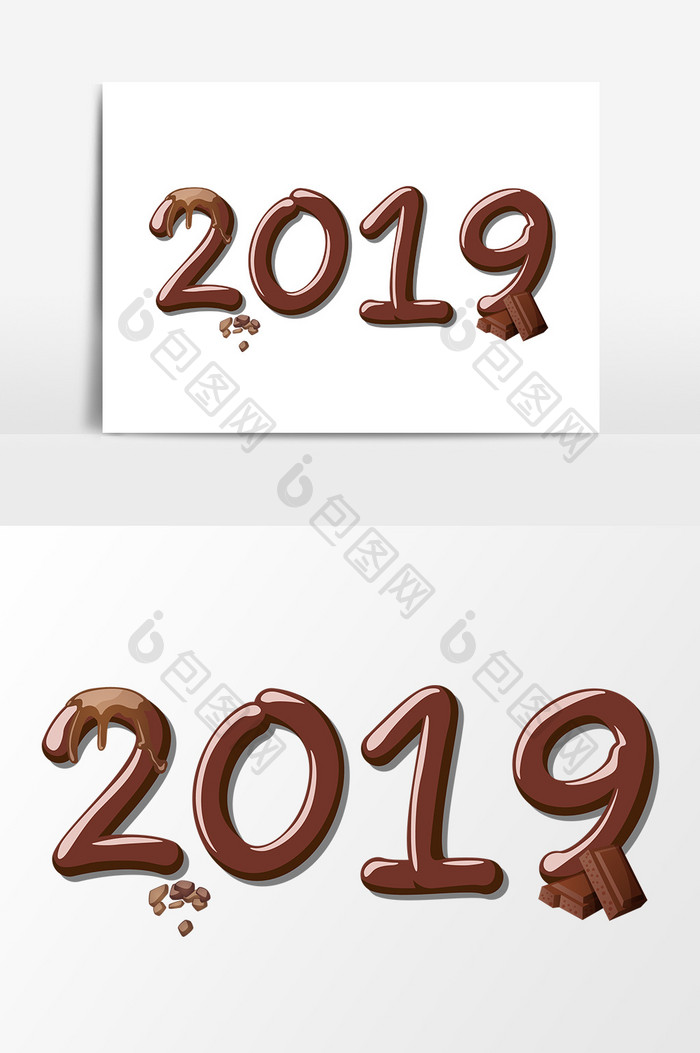 卡通巧克力数字2019元素