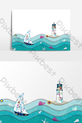 大海漂流瓶蓝色星空gif插画夏日清爽海面旅行漂流瓶飞行度假唯美简约