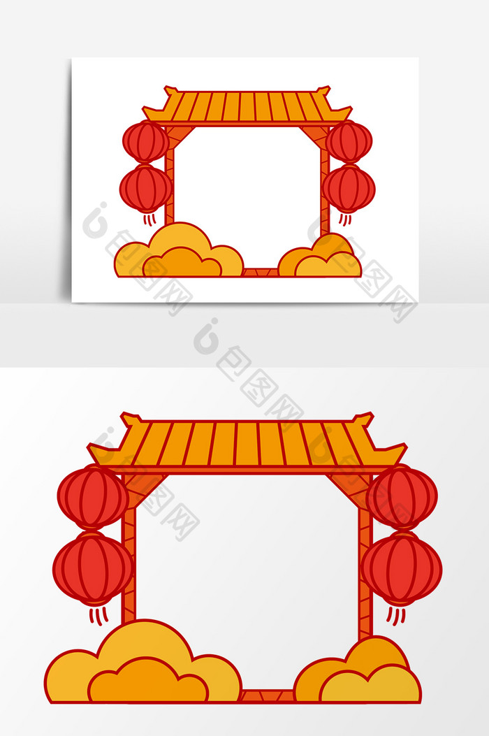 中国风建筑新年边框元素