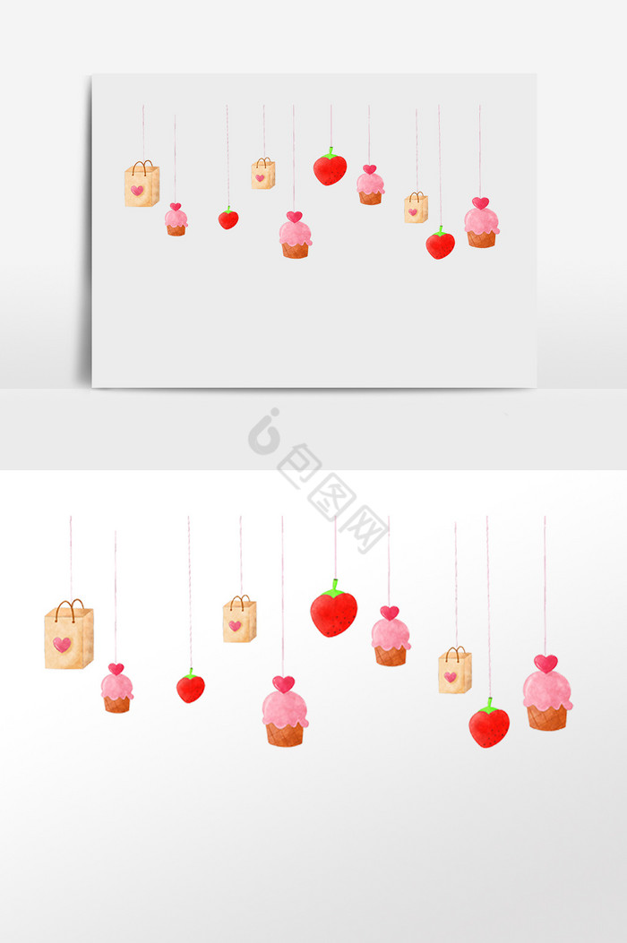 爱情蛋糕草莓挂饰图片