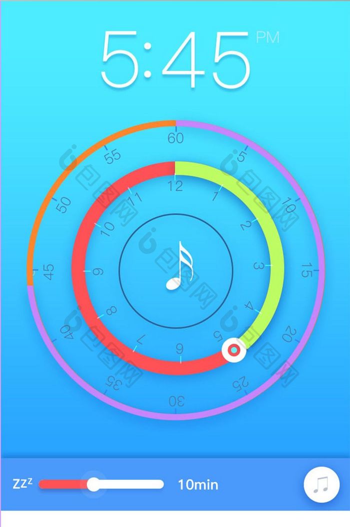 音乐播放时间时间设置圆环图表蓝色渐变