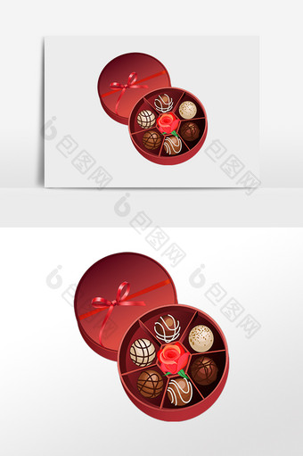 手绘情人节圆形巧克力礼盒素材图片