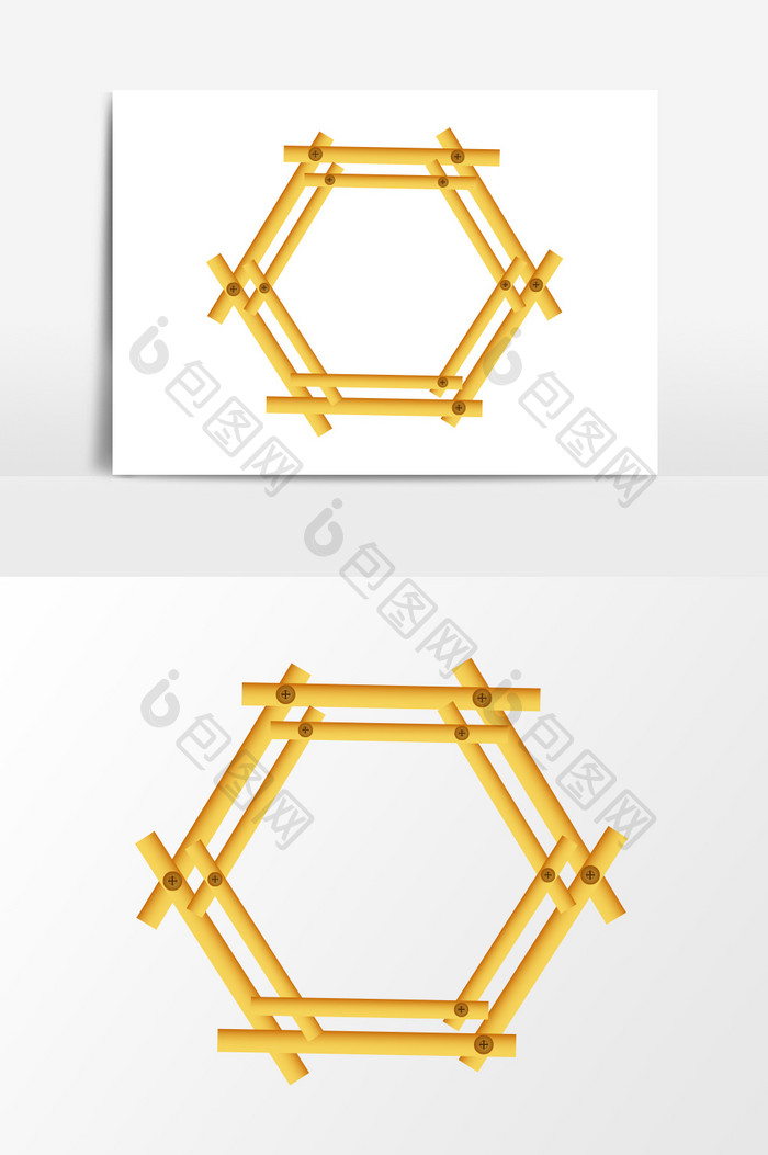 黄色六边形边框设计元素