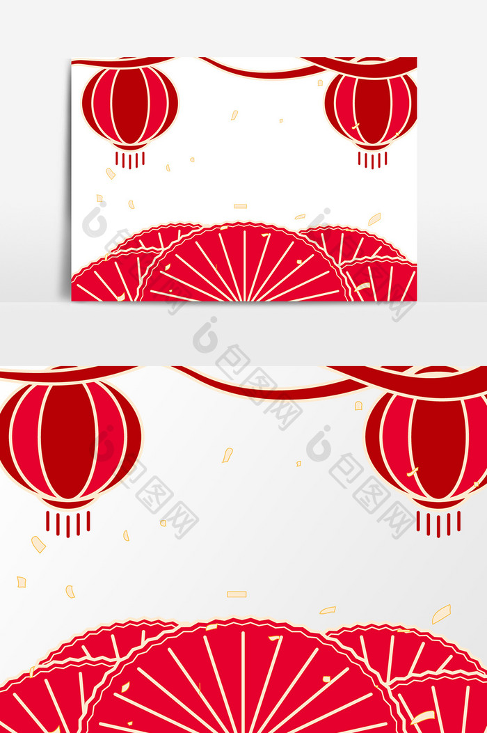 红色中国风新年喜庆装饰元素