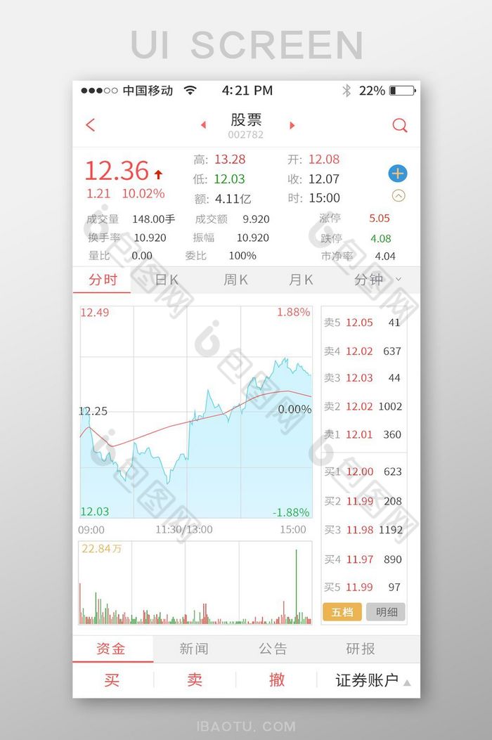 蓝色股票金融app界面图片图片