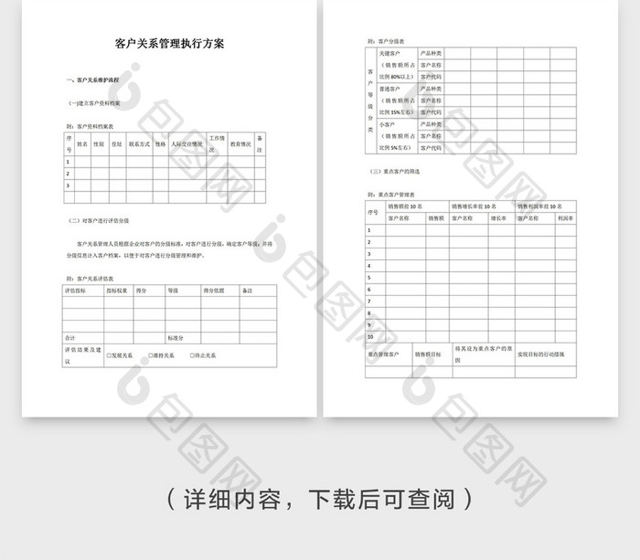 客户关系管理执行方案word模版