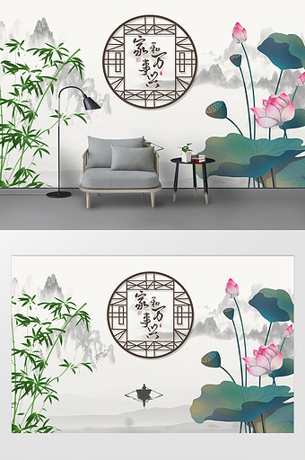 中国风家和富贵背景墙图片