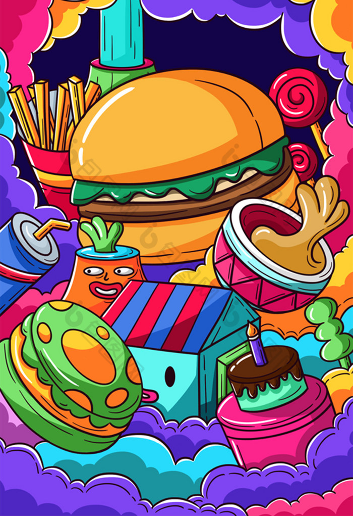 吃货涂鸦插画图片