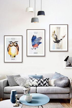 北欧动物鸟类鹰猫头鹰飞鸟个性简约装饰画