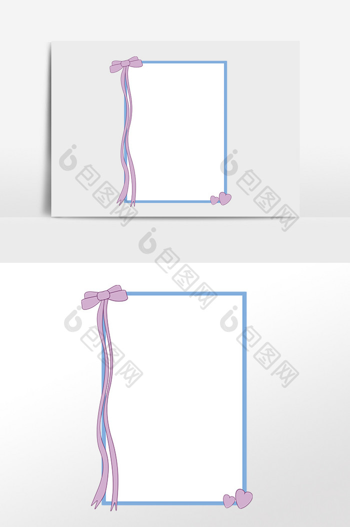 手绘蝴蝶结边框素材