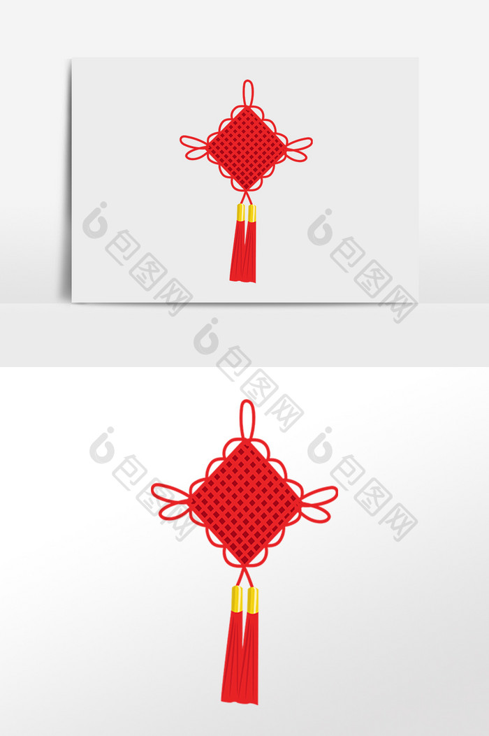 手绘新年红色中国结挂饰素材