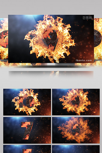 大气E3D超震撼10秒火焰倒计时AE模板图片