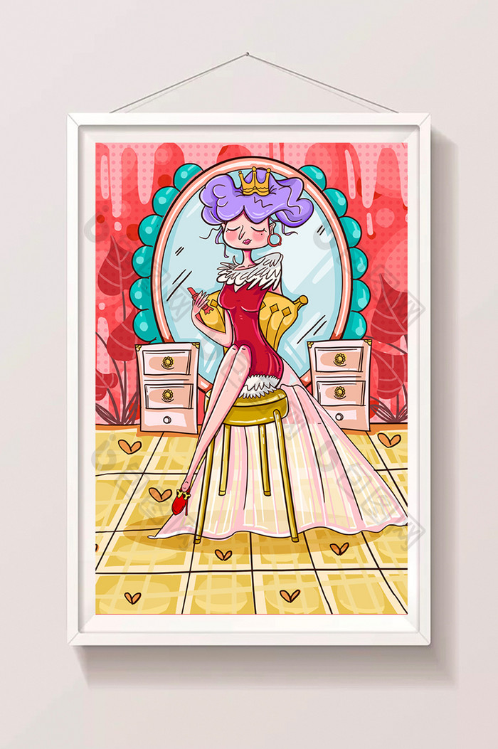 粉色时尚女神节化妆插图