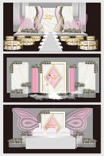 小清新粉色大理石主题婚礼效果图图片