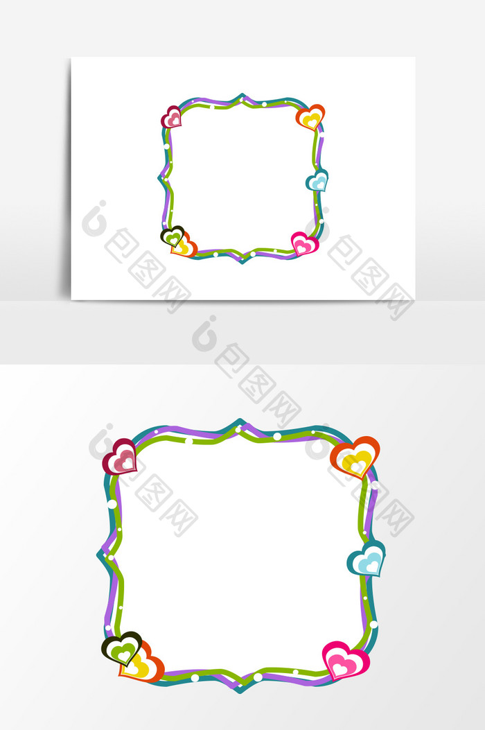 卡通心形装饰边框元素