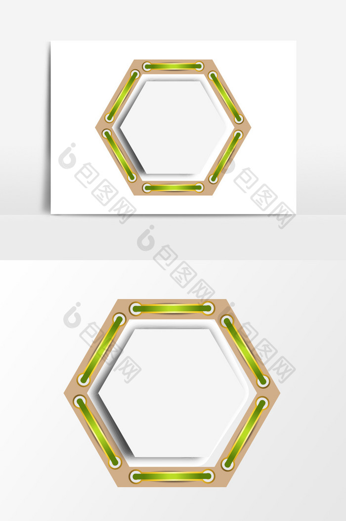 手绘六边形边框元素