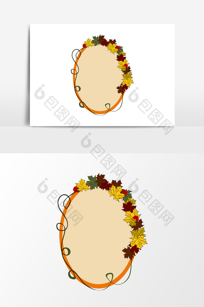 手绘枫叶花纹边框元素