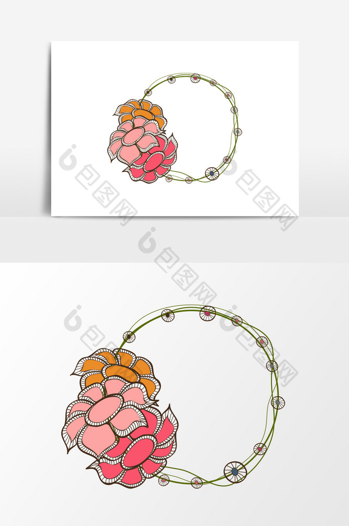手绘花朵边框设计元素