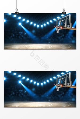 第68届NBA全明星赛球场篮筐光效背景图片