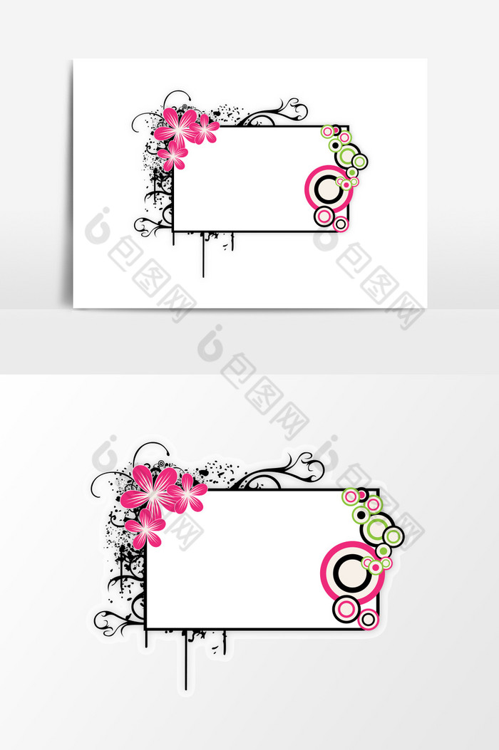 花朵花纹装饰边框图片png下载-包图网