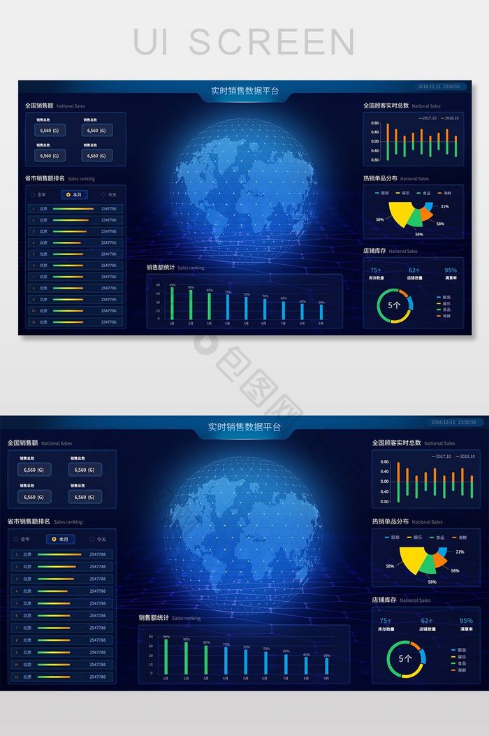 数据可视化大屏展示UI界面图片图片