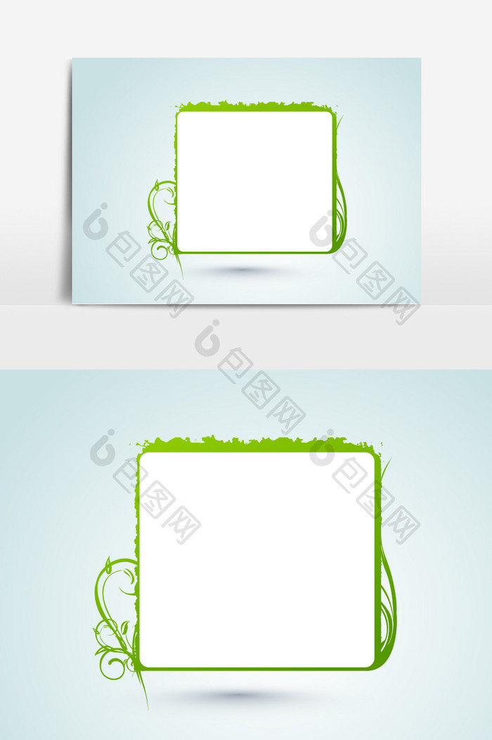 手绘绿色边框设计元素